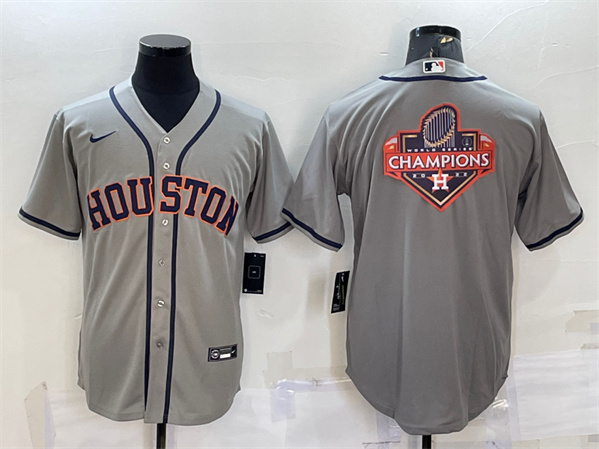 Men's Houston Astros Gray 2022 World Series Champions Team Big Logo Cool Base Stitched Jersey